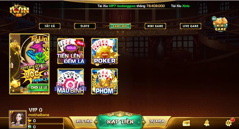 Số lượng người chơi tại sảnh game bài KUBET club 